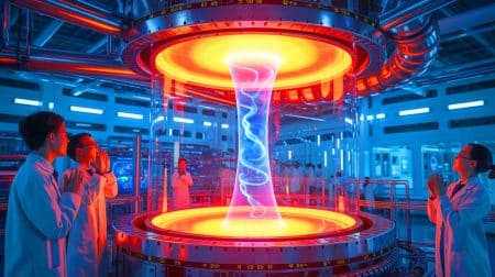 Illustration de l'expérience du Tokamak EAST en Chine maintenant un plasma à haute température.