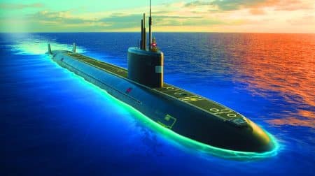 Illustration de la puissance navale française avec le sous-marin nucléaire De Grasse du programme Barracuda.