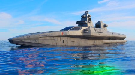 Illustration de l'AIRCAT Bengal MC, navire de guerre autonome révolutionnaire dévoilé par les États-Unis.