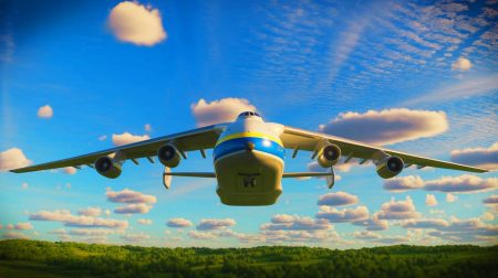 Illustration de l'Antonov An-225 Mriya, l'avion le plus grand et le plus lourd jamais construit.