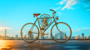 Illustration de la construction d'un vélo unique équipé d'un moteur Stirling par Tom Stanton.