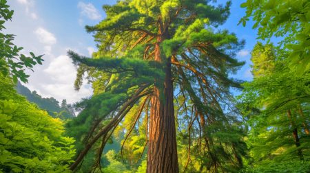Illustration de l'arbre le plus grand de France mesurant 66,67 mètres dans la forêt de la Loire.