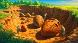 Illustration de la découverte d'œufs de dinosaures fossilisés révélant des adaptations climatiques du Crétacé supérieur.