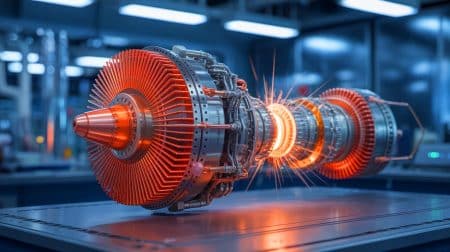Illustration de la recherche sur les moteurs à détonation rotative pour la propulsion spatiale.