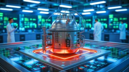 Illustration de l'algorithme innovant permettant l'ajustement automatique de la puissance des micro-réacteurs nucléaires.