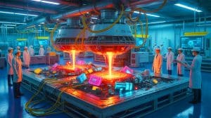 Illustration de la méthode innovante de récupération des terres rares à partir de déchets électroniques.