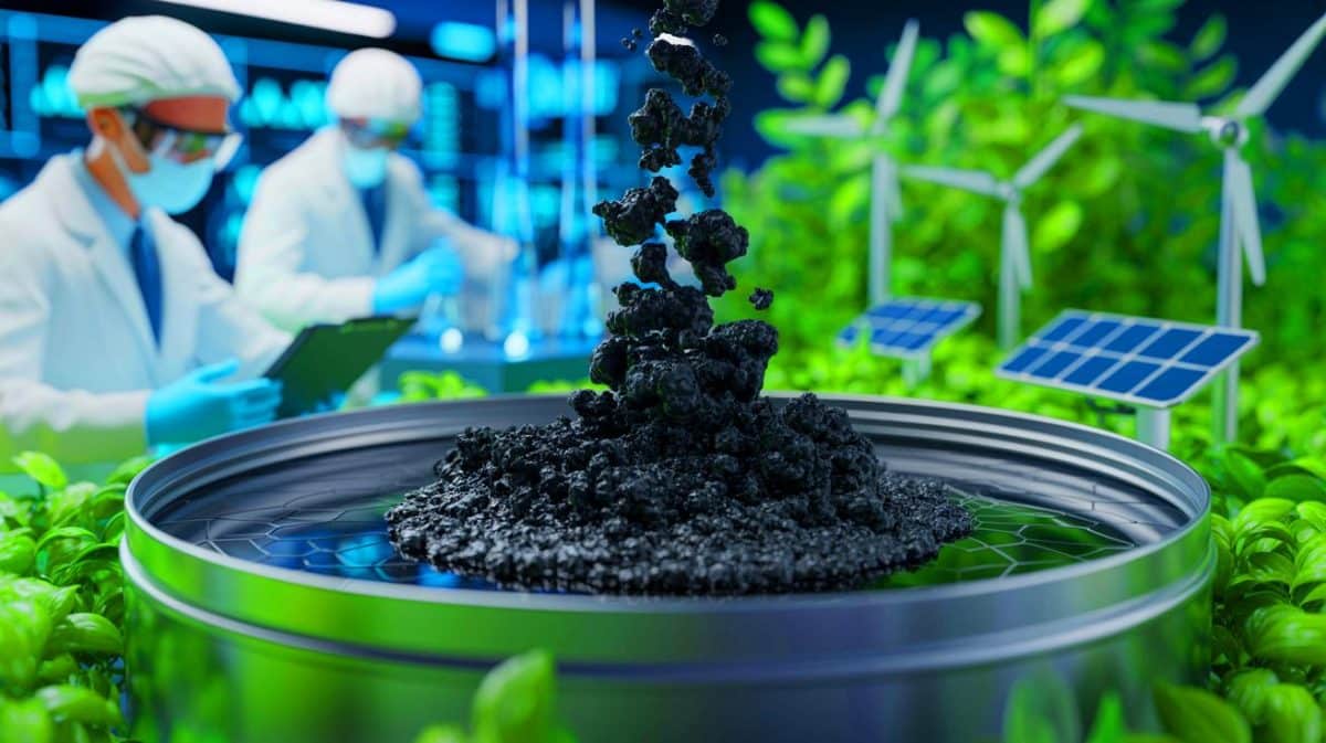 « Ce déchet devient une arme verte » : des chercheurs accusent le bio-carbone de menacer l’industrie fossile avec une alternative rentable et durable Illustration de la transformation du bio-tar en bio-carbone pour des applications énergétiques et environnementales.