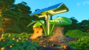Illustration de la plante artificielle solaire utilisée pour purifier les sols contaminés par le césium radioactif.
