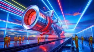 Illustration de la construction du plus grand centre de fusion par laser en Chine.