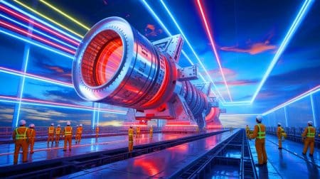Illustration de la construction du plus grand centre de fusion par laser en Chine.