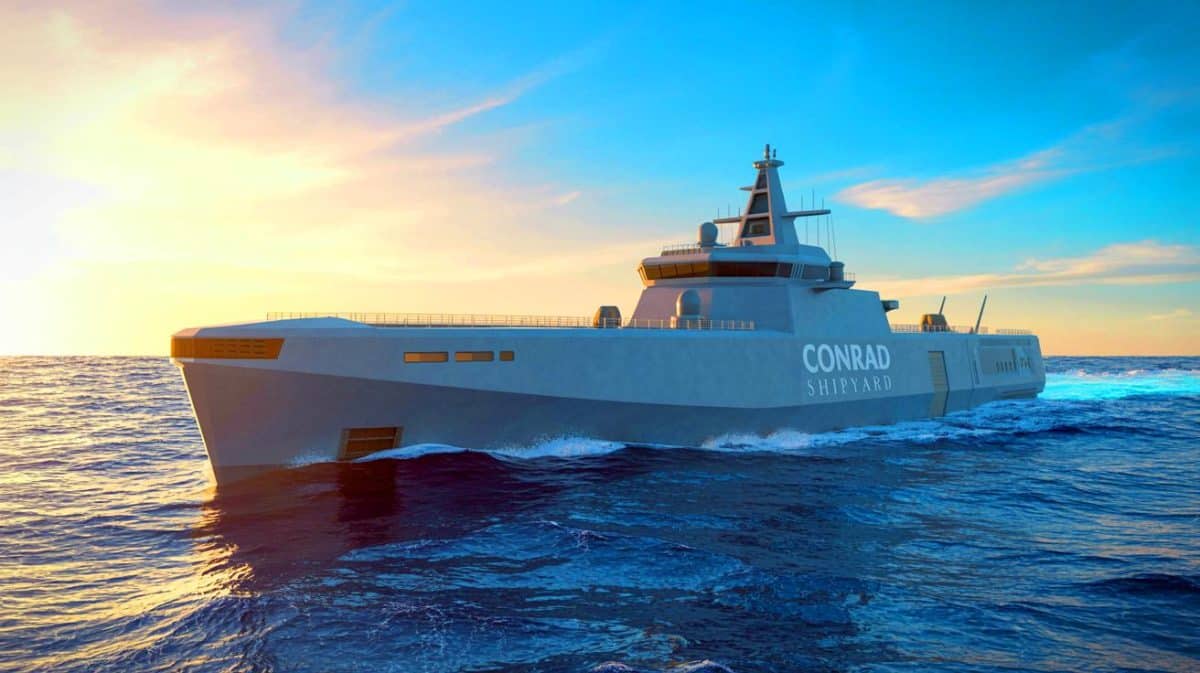 Illustration de navires autonomes développés par Blue Water Autonomy en collaboration avec Conrad Shipyard.