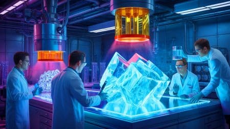 Illustration de la découverte de la nouvelle phase de glace appelée Glace XXI par des scientifiques.