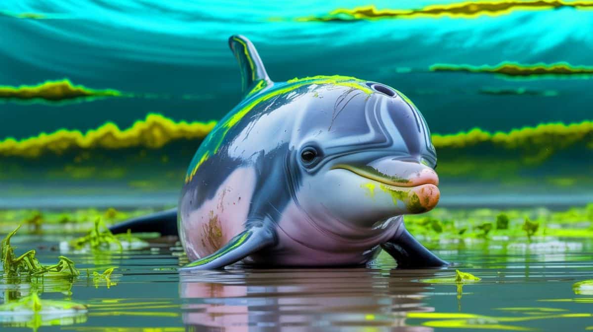 Illustration de dauphins échoués présentant des signes de pathologie ressemblant à la maladie d'Alzheimer.
