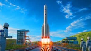 Illustration de la future fusée chinoise utilisant la technologie maglev pour l'exploration spatiale prévue en 2028.