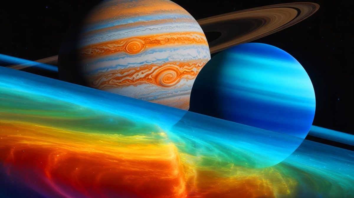 Illustration de Jupiter et des vents directionnels expliqués par le nouveau modèle scientifique.