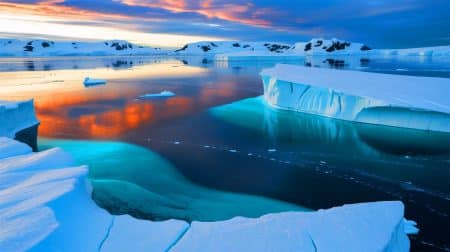 Illustration de l'augmentation des températures en Antarctique liée aux anomalies climatiques récentes.