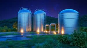 Illustration de l'optimisation énergétique par le stockage d'oxygène liquide pour produire de l'électricité propre.