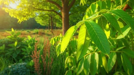 Illustration de l'impact des composés naturels du noyer de Mandchourie sur la croissance des plantes.