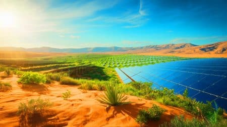 Les panneaux solaires pourraient transformer les déserts en oasis et redonner vie aux écosystèmes désertiques Illustration de l'impact des panneaux solaires sur la restauration des sols désertiques.