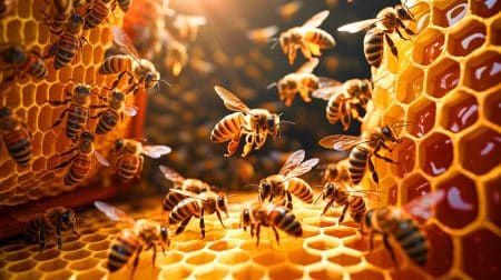 Illustration de la danse frétillante des abeilles révélant une communication complexe et sophistiquée.