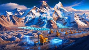 Illustration de la découverte d'un vaste gisement de lithium près du mont Everest par la Chine.