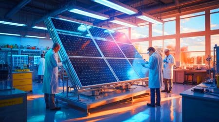 Illustration de la cellule solaire à triple jonction perovskite-silicon développée par des chercheurs australiens.