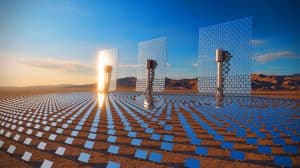Illustration de la fermeture imminente du système solaire Ivanpah dans le désert de Mojave.