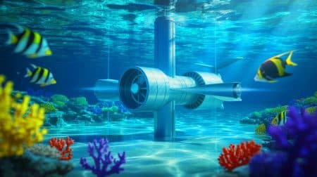 Illustration de DeltaStream, un projet pionnier exploitant les courants marins pour produire une énergie propre et durable.