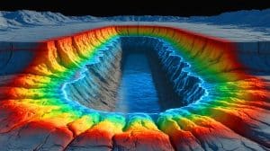 Illustration de la découverte d'un réservoir d'eau caché à 400 kilomètres sous la surface terrestre.