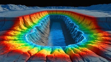 Illustration de la découverte d'un réservoir d'eau caché à 400 kilomètres sous la surface terrestre.