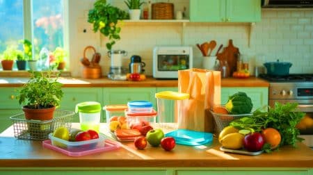 Ces gestes du quotidien qui peuvent réduire significativement votre empreinte carbone et protéger notre planète Illustration de gestes quotidiens pour réduire l'empreinte écologique et alléger les factures.