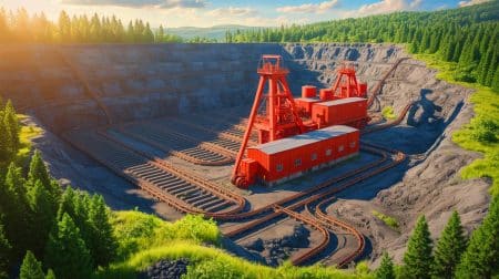 Illustration de la reconversion des mines de charbon en sources d'énergie géothermique durable.