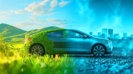 Les voitures électriques surpassent les véhicules à essence : une empreinte carbone réduite dès deux ans d’utilisation Illustration de la réduction de l'empreinte carbone des voitures électriques par rapport aux véhicules à essence après deux ans d'utilisation.