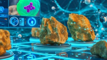 L’IA décode les secrets de créatures de 3,3 milliards d’années : une découverte fascinante pour l’humanité Illustration de la technique combinant géochimie et intelligence artificielle pour déchiffrer des traces de vie fossilisée.