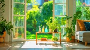 Illustration de l'amélioration de la qualité de l'air intérieur par des gestes simples et efficaces.