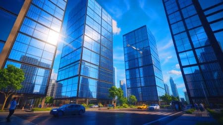 Vos fenêtres : bientôt des alliées technologiques qui transformeront votre quotidien en optimisant bien plus que la lumière Illustration de la transformation des fenêtres en générateurs d'électricité grâce à un revêtement innovant de l'Université de Nanjing.