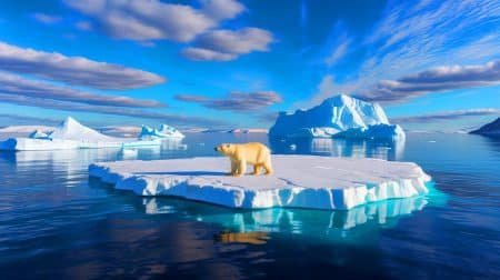 Illustration de l'Arctique confronté à des températures record et une transformation climatique rapide.