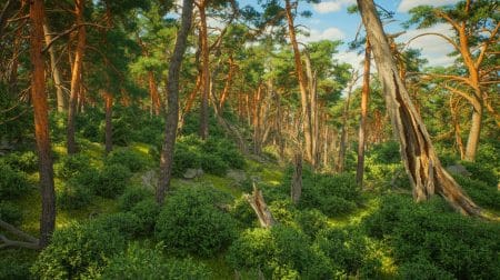 Les forêts françaises s’étendent comme jamais, mais les mystères qu’elles abritent préoccupent les chercheurs Illustration de l'expansion et de la dégradation des forêts françaises face aux changements climatiques.
