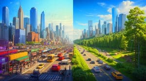 Illustration de l'impact du monde moderne sur la santé humaine et le décalage évolutif.