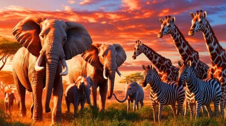 Illustration de l'impact des voix humaines sur la faune africaine, surpassant la peur des lions.