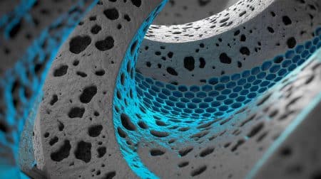 Illustration de l'analyse nanoscopique du béton pour améliorer sa durabilité.