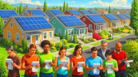 Illustration de l'impact paradoxal de l'énergie solaire sur les factures d'électricité et les inégalités sociales.